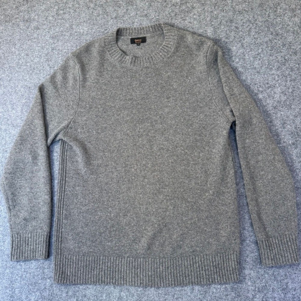 Quince Mens 100% Baby Cashmere Crewneck Sweater Heather Grey Large L Pullover